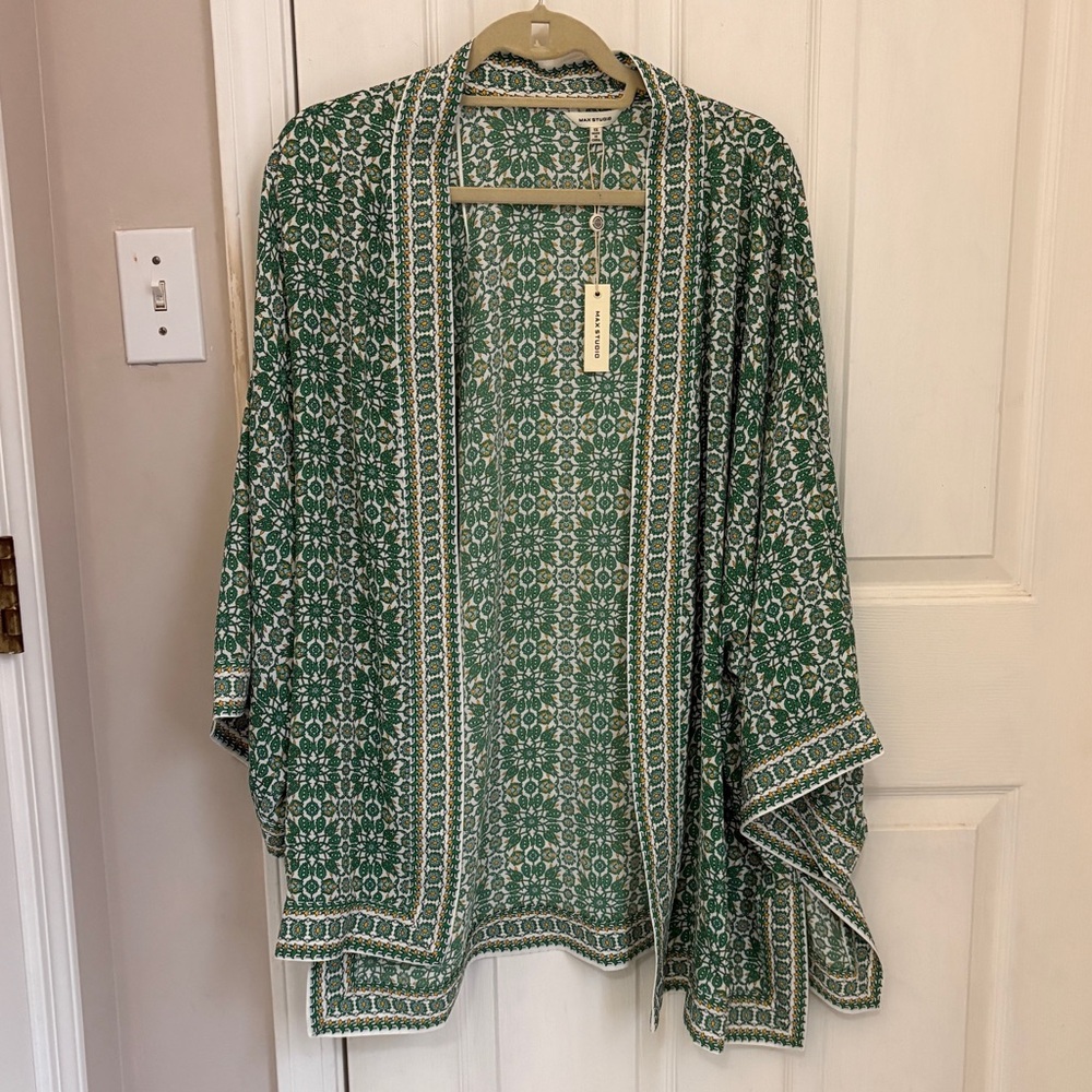 NWT! Max Studio Open Front Floral Print Kimono Cardigan